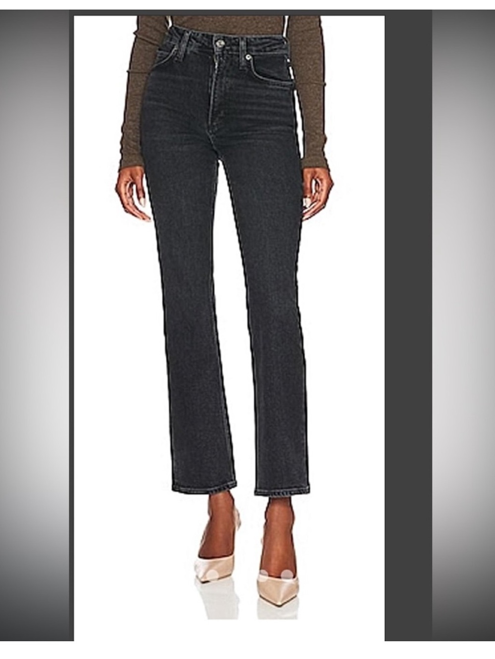Agolde High-Rise Straight Jeans in Washed Black